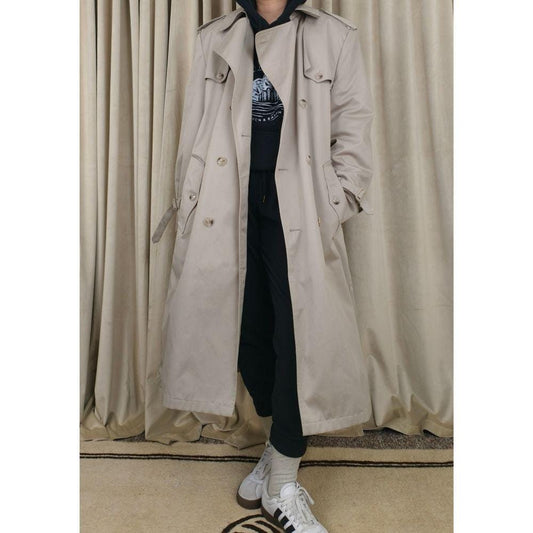 Vintage Misty Harbor Classic Boyfriend Beige Trench Coat with Detachable Lining