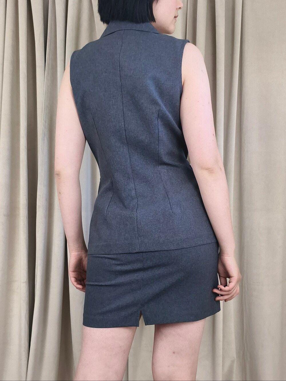 Jodi Michaels Charcoal Gray Mini Sleeveless Skirt Suit Set