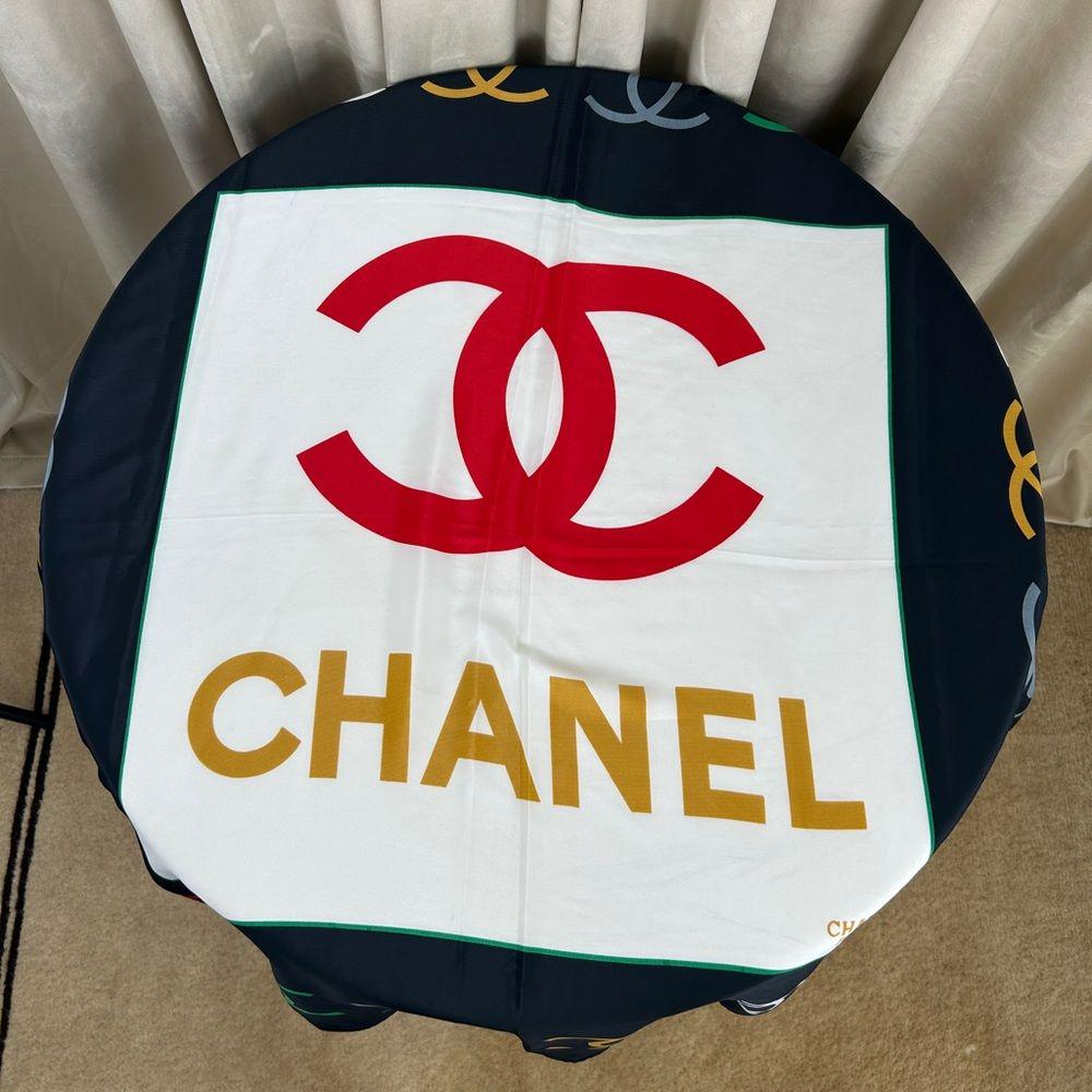 Vintage Chanel Silk Double C Logo Square Scarf