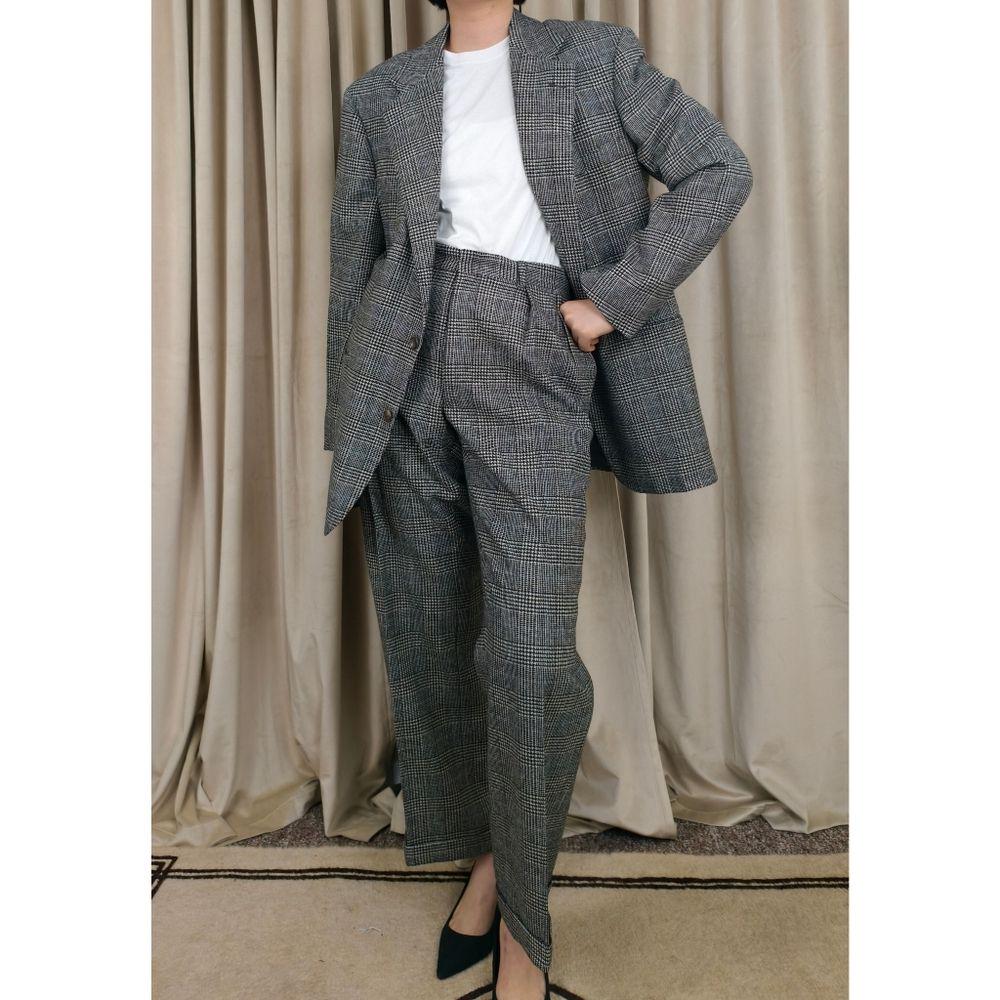 Vintage Polo by Ralph Lauren Black and Gray Boyfriend Men's Plaid Pant Suit