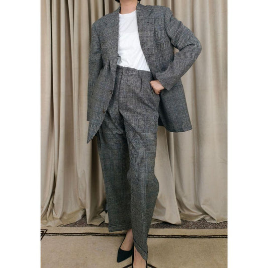 Vintage Polo by Ralph Lauren Black and Gray Boyfriend Men's Plaid Pant Suit