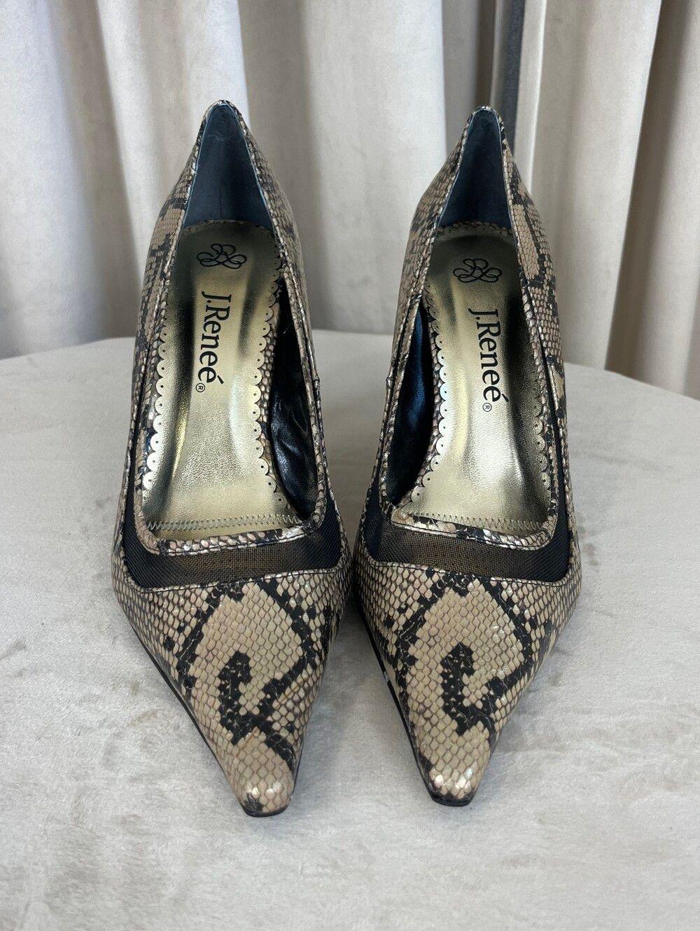 J Renee Snake-Print Pointed Toe Pumps