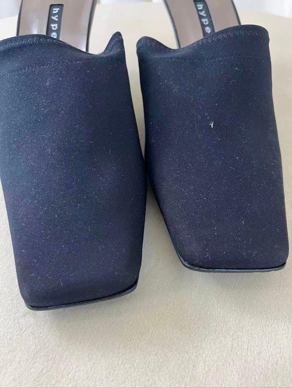 Vintage Hype Women's Black Square-Toe Slip-On Wedged Mules