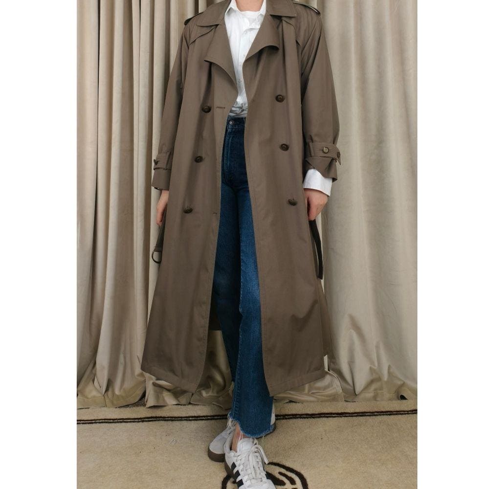 Vintage Fog London Fog Dark Brown Khaki Trench Coat with Detachable Lining