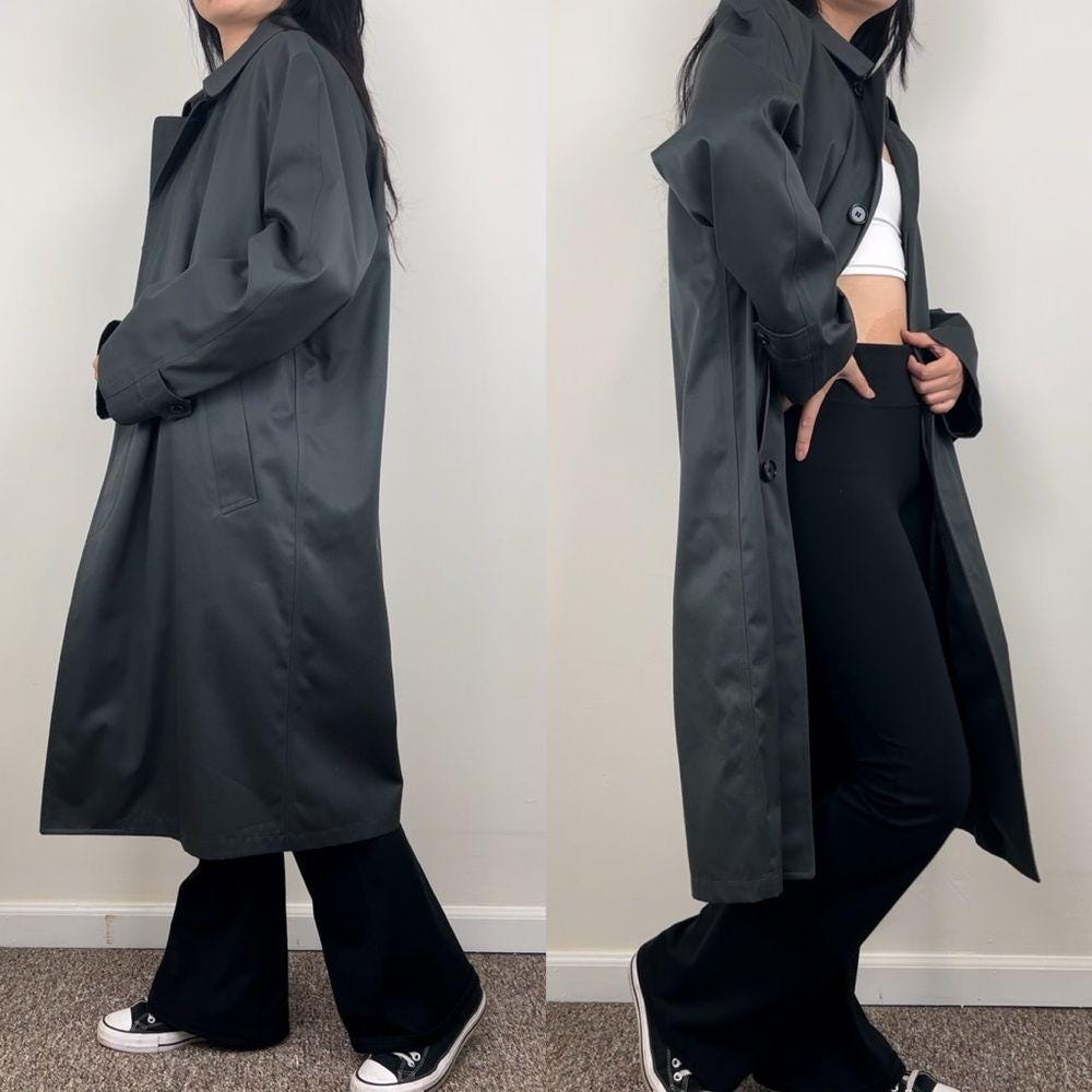 Vintage Dark Green London Fog Single Breasted Trench Coat