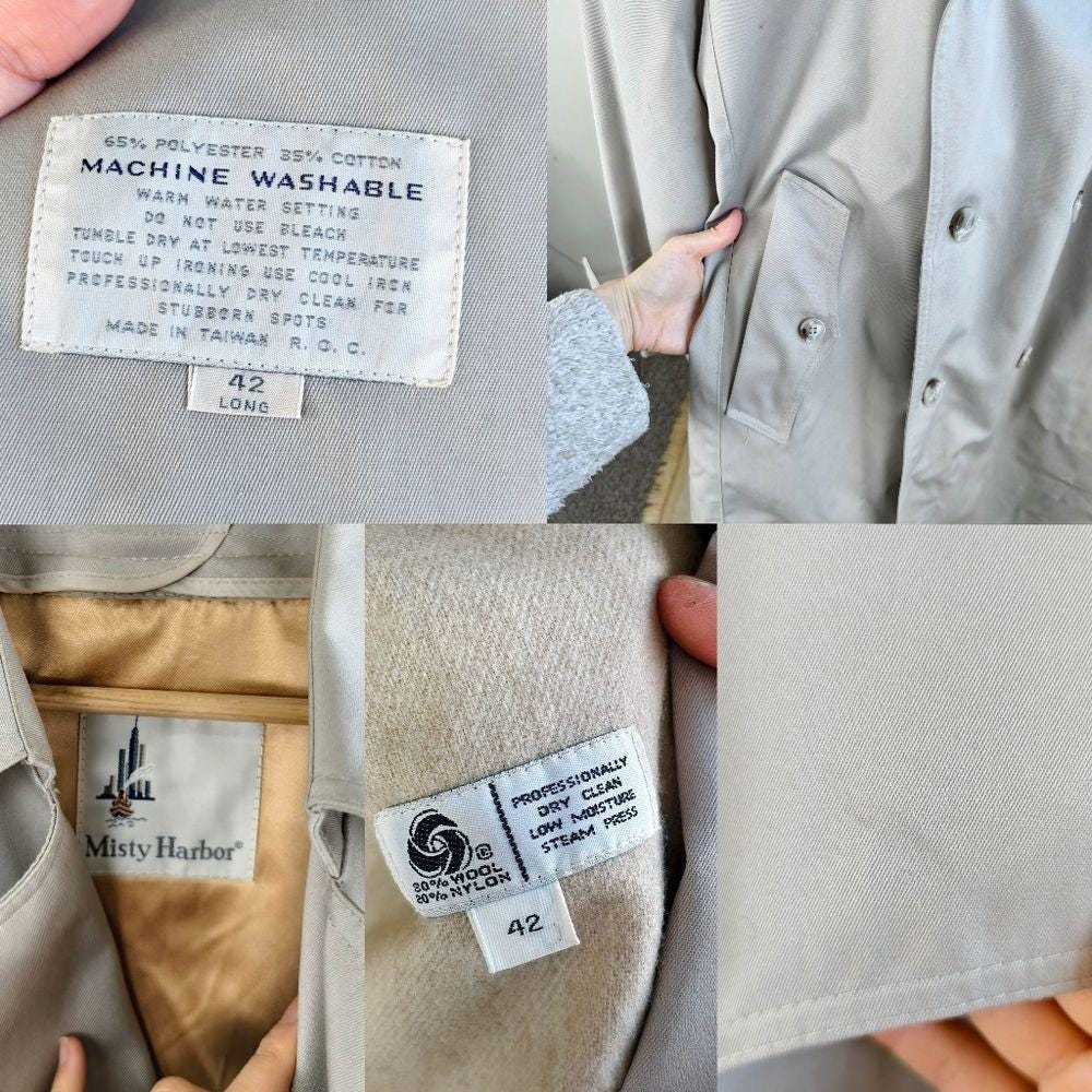 Vintage Misty Harbor Classic Boyfriend Beige Trench Coat with Detachable Lining