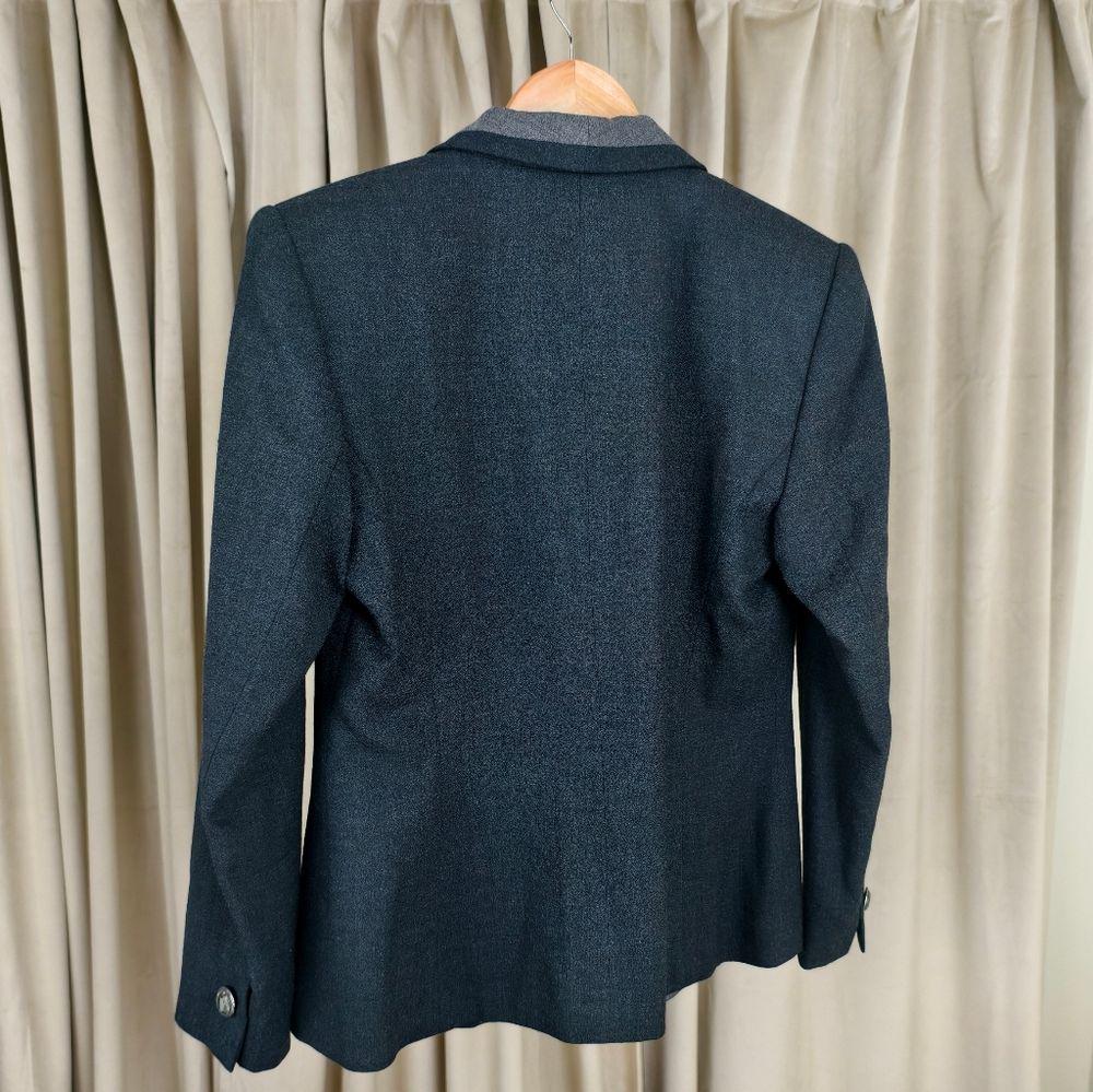 Vintage Kasper Gray Wool Blazer with Chain Accent