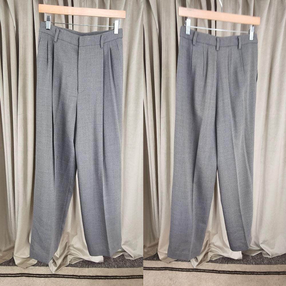 Vintage Ellen Tracy Classic Gray Wool Double Breasted Pant Suit