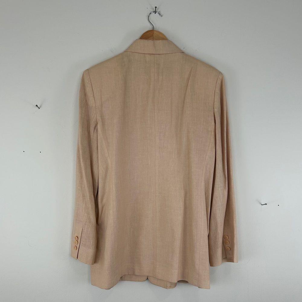 Vintage Ellen Tracy Sparkly Pink/Beige Linen Structured Long Blazer