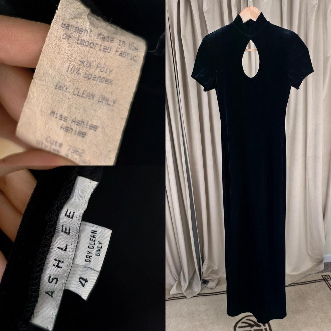 Vintage Ashlee Black Velvet Maxi Dress