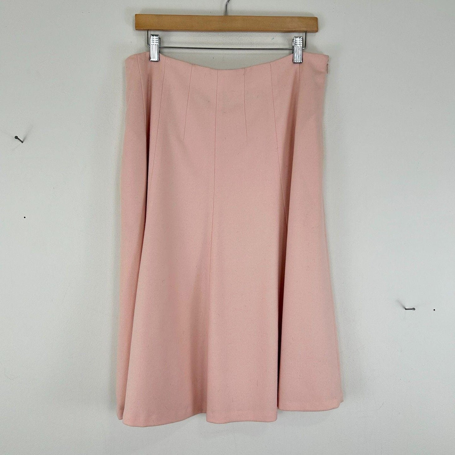 Vintage Ralph Lauren Light Pink Wool Midi A-Line Skirt