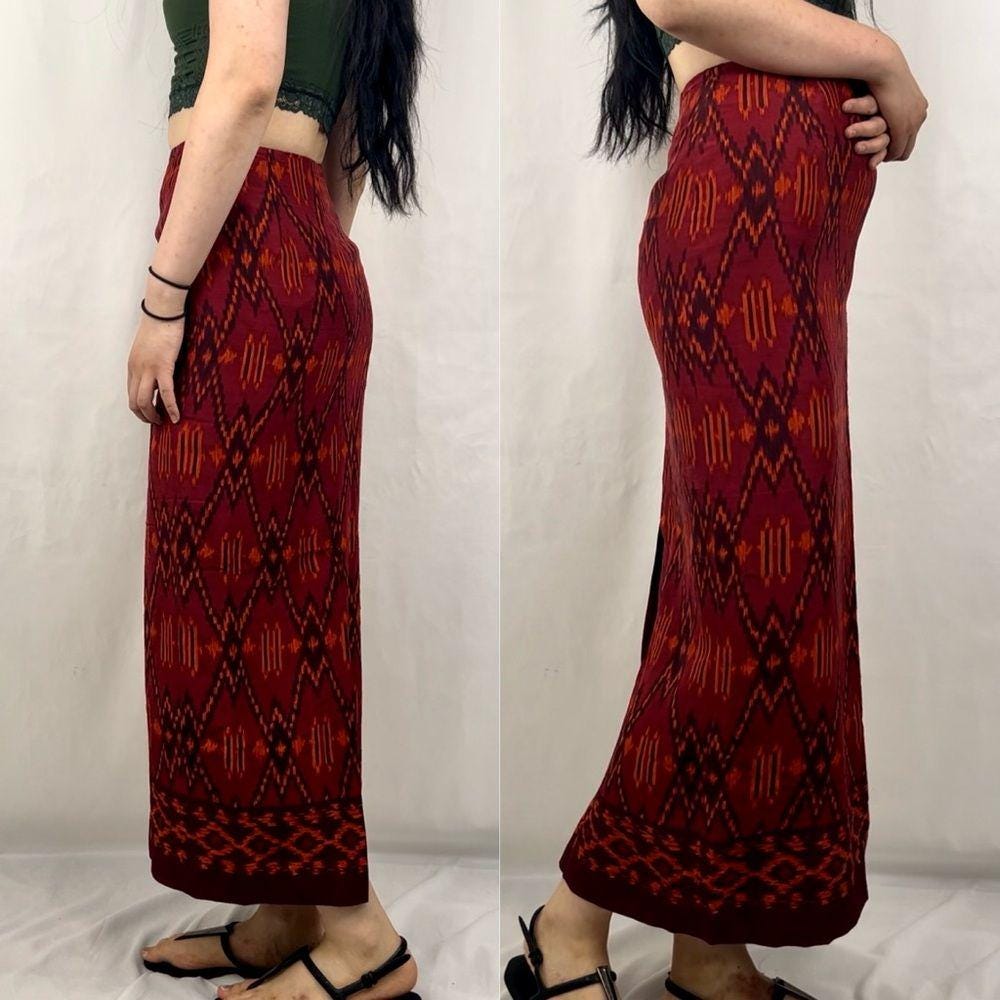 NWT Jones New York Silk Red Asian Geometric Print Pencil Skirt
