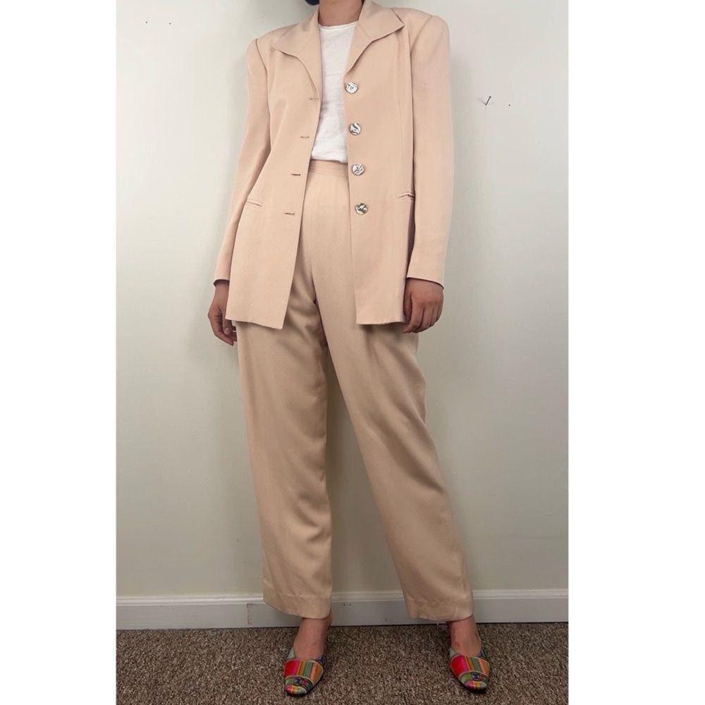 Vintage Dana Buchman Pastel Pink Silk Pantsuit