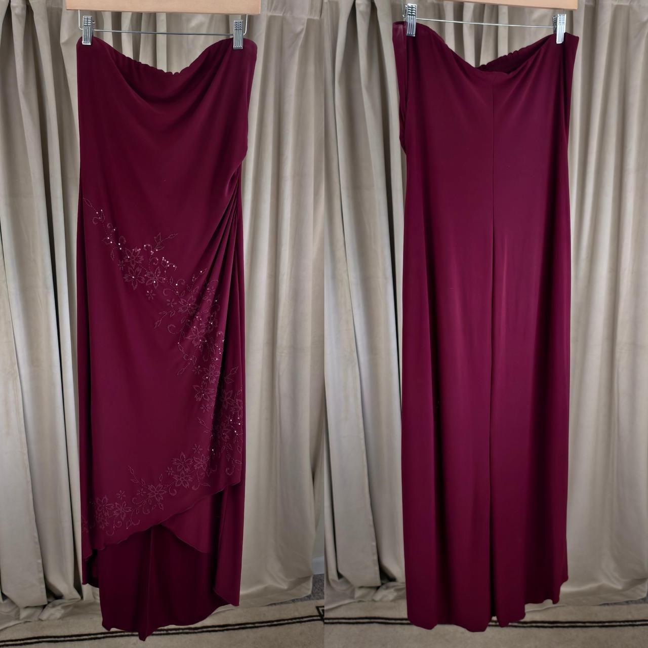 Vintage Burgundy Strapless Maxi dress with Sequin Detailing