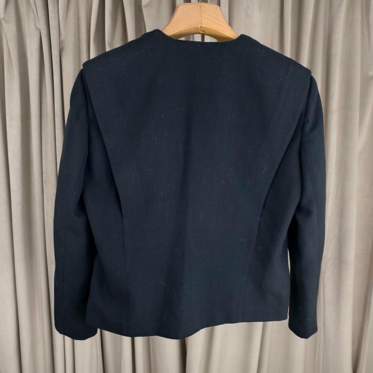Reworked Vintage Black Boxy Blazer Tang Mandarin Jacket
