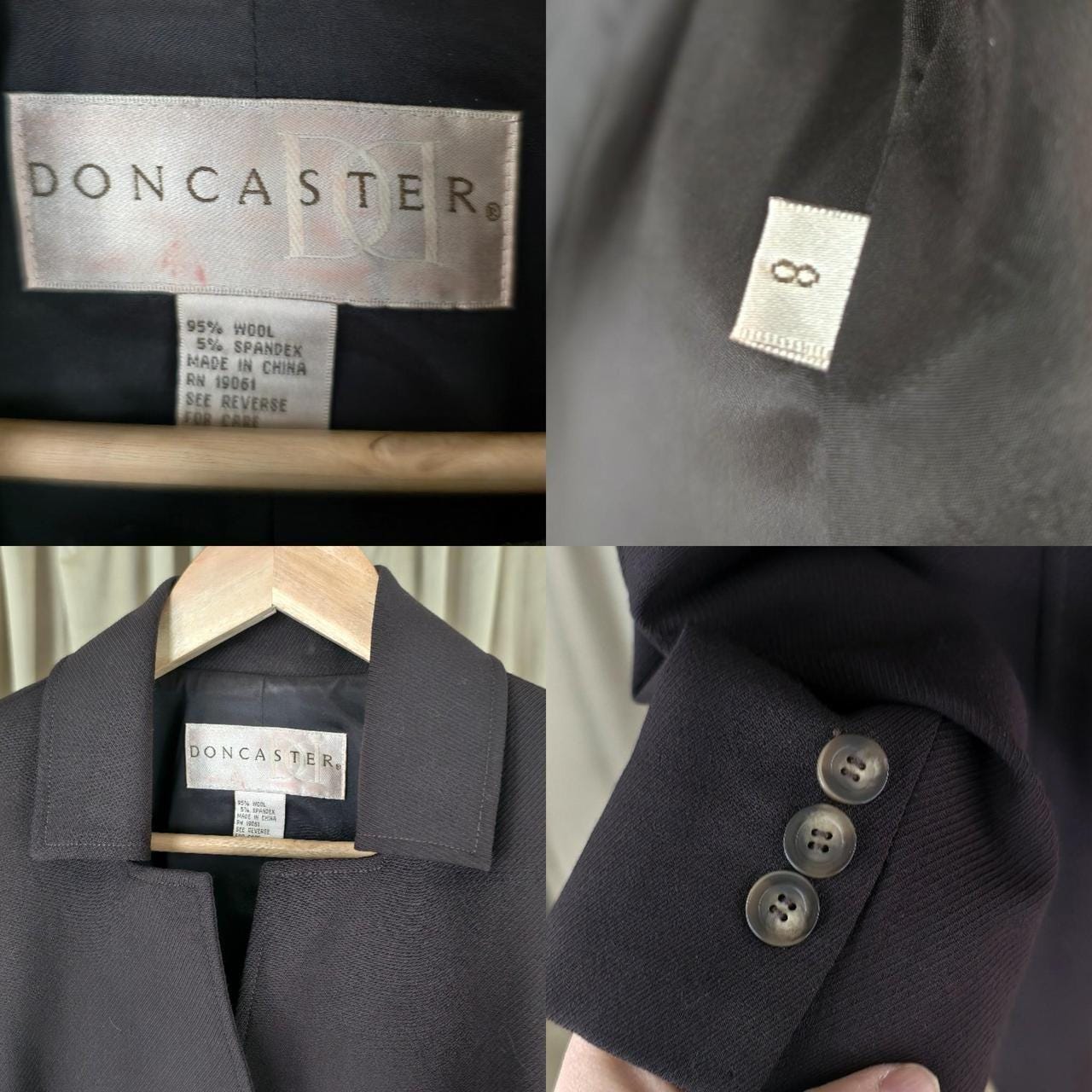 Vintage Doncaster Dark Brown Paat Suit Skirt Suit 3-Piece Set