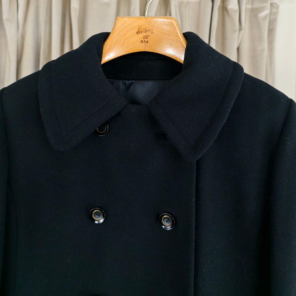 Vintage Brywood Black Double-Breasted Wool Coat