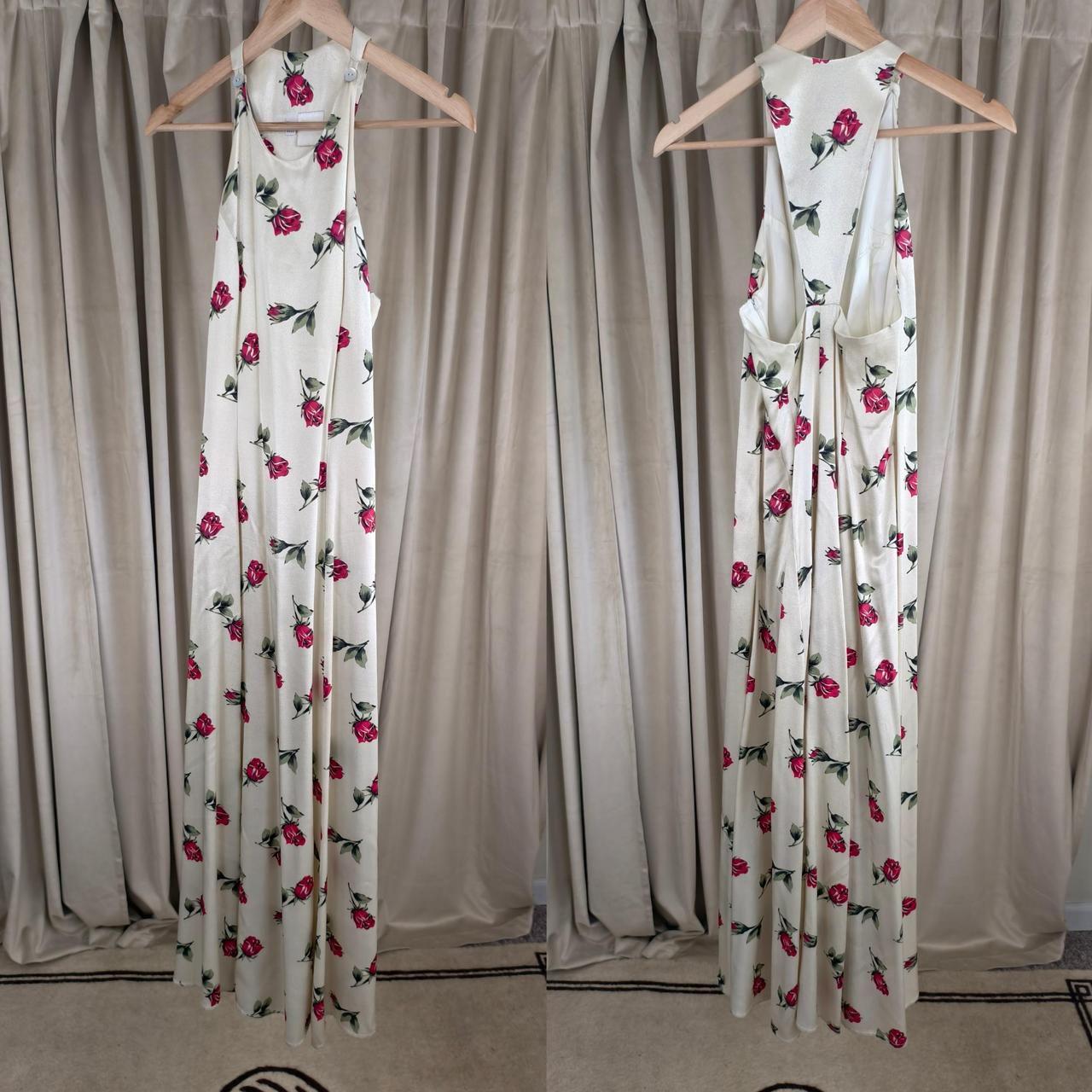 Vintage 90s Fredericks of Hollywood Rose Print Halter Maxi Dress