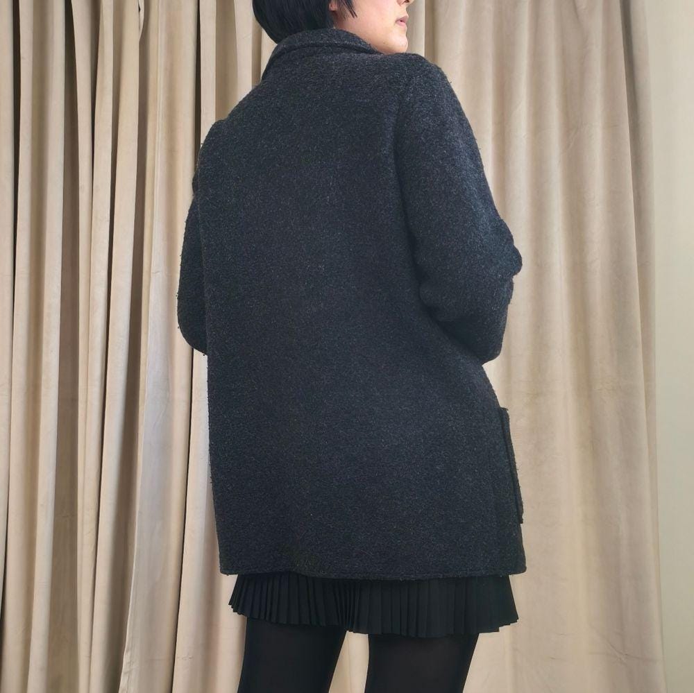 Eileen Fisher Charcoal Wool Cardigan Jacket Coat