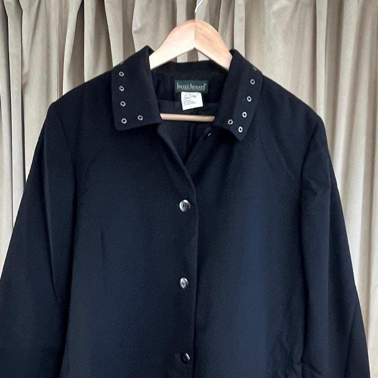 Vintage Harve Benard Black Wool Trench Coat with Eyelets