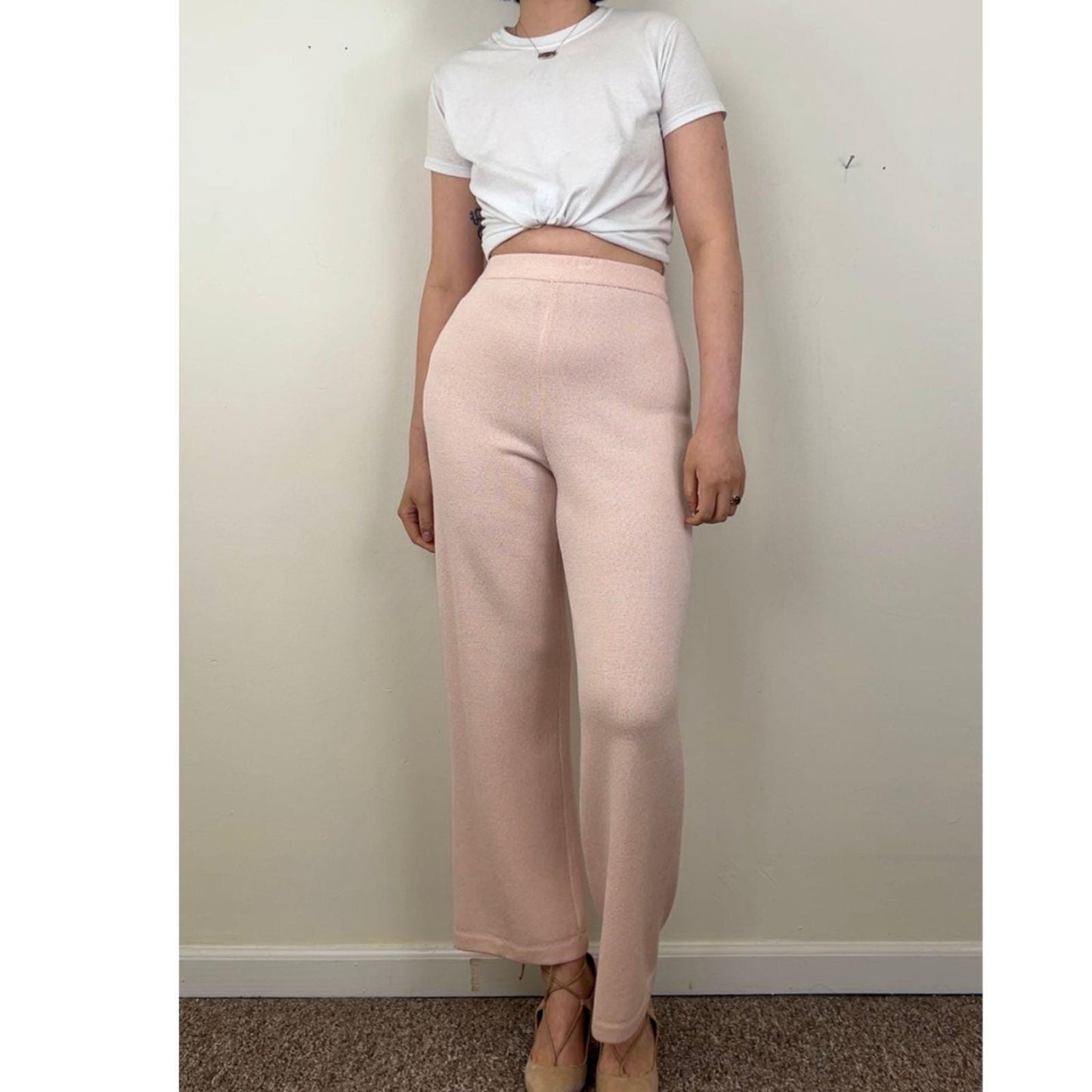 Vintage St John Collection Light Pastel Pink Knitted Trousers