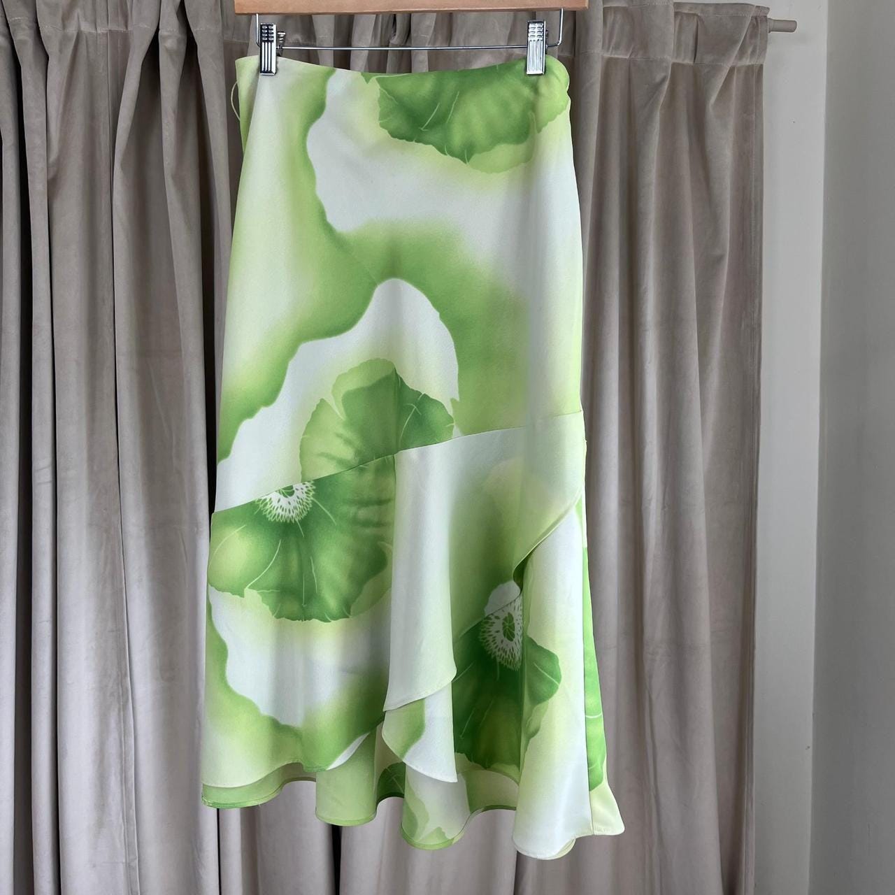 Y2K Jones Wear Lime Green Floral Midi Skirt