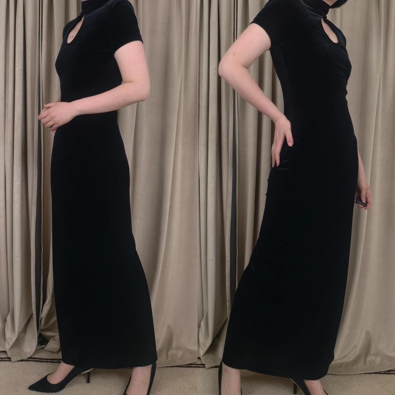 Vintage Ashlee Black Velvet Maxi Dress