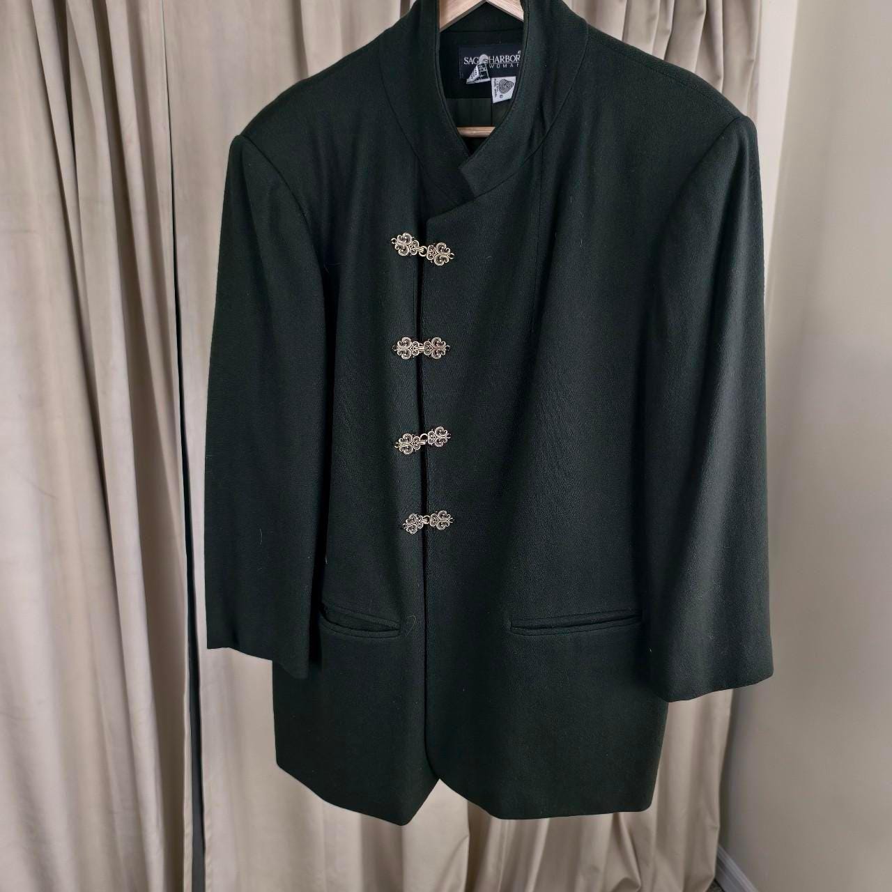 Reworked Vintage Green Blazer Madarin Tang Jacket