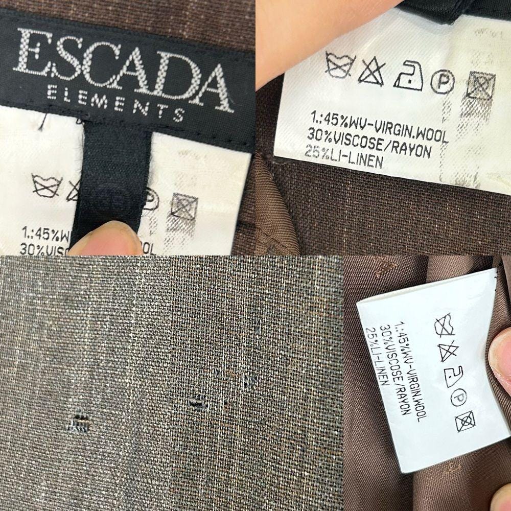Vintage Escada Wool Linen Blend Lightweight Brown Pantsuit