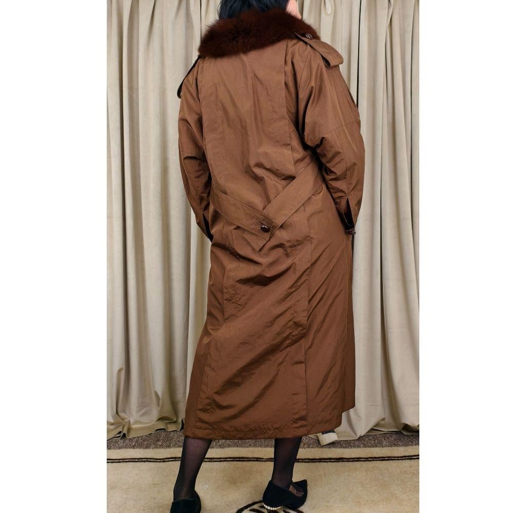 Vintage Bronze Brown Fur-Trimmed and Lined Full Length Trench Coat