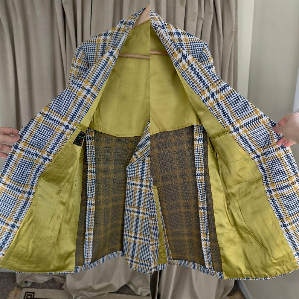 Vintage Blue and Yellow Plaid Boyfriend Blazer