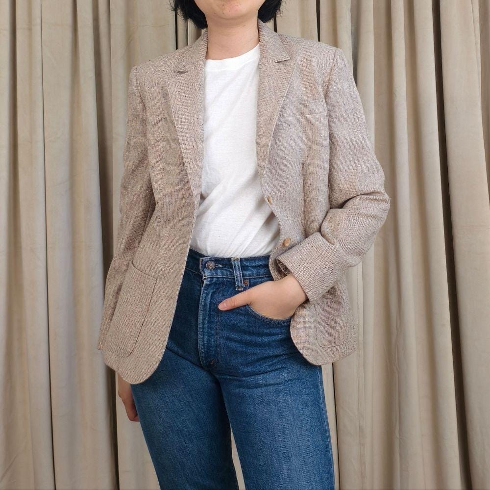 Vintage Beige Tweed Wool Pendleton Blazer
