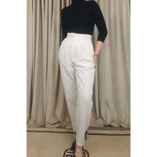 Vintage Alanni by Donny Brook White High Waisted Pleated Trousers