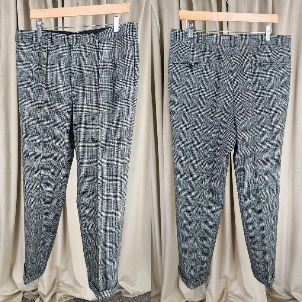 Vintage Polo by Ralph Lauren Black and Gray Boyfriend Men's Plaid Pant Suit