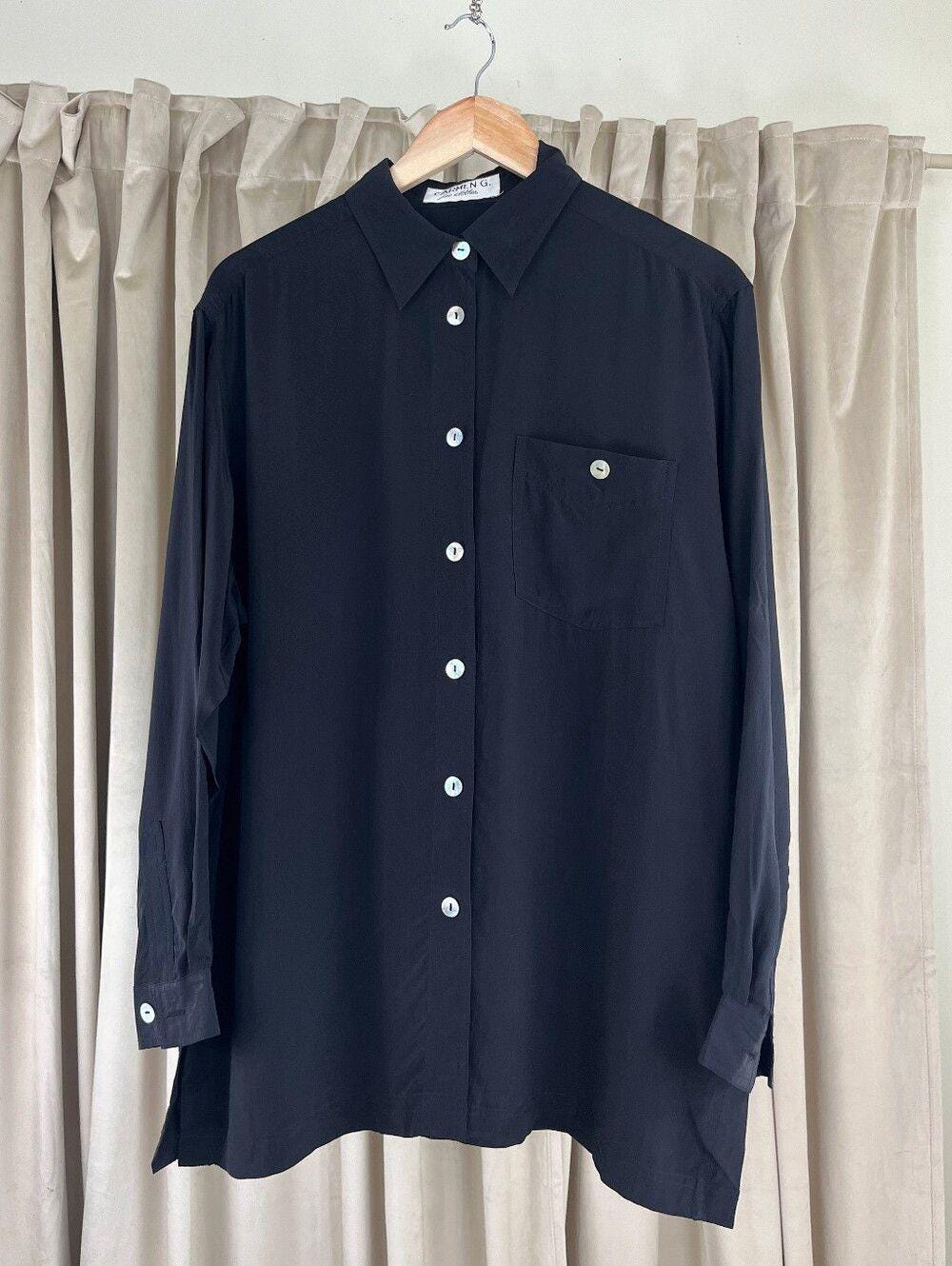 Vintage Carmen G. Black Silk Blouse Shirt