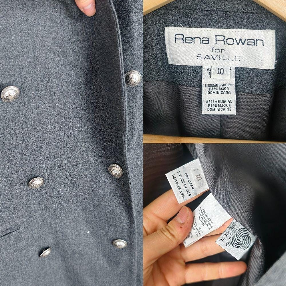 Vintage Rena Rowan Gray Double Breasyed Blazer