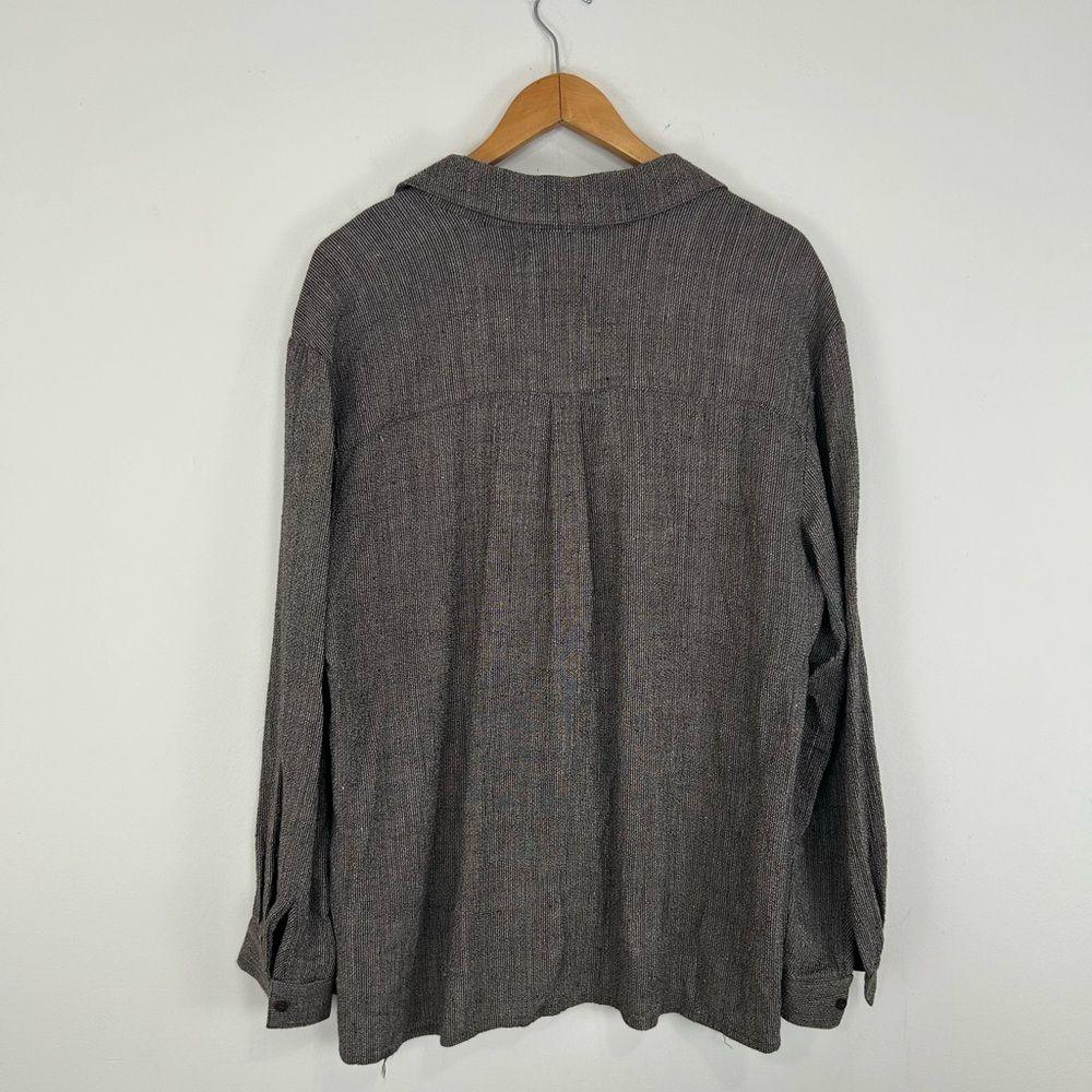 Eileen Fisher Grey Mixed Thread Oversized Linen Blend Shirt