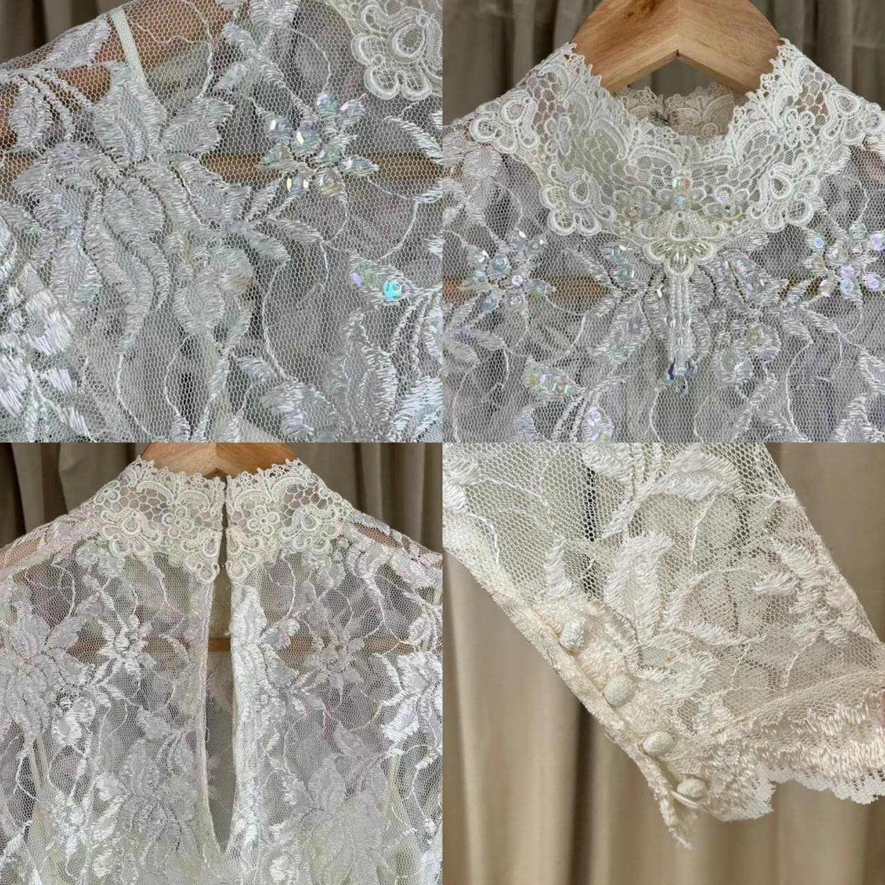 Vintage Bohemian Susan Lundenfeld Cream Lace Wedding Gown