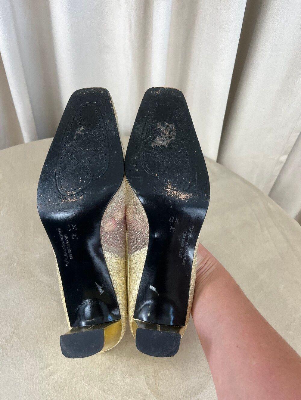 Vintage Mina Metallic Sheer Champagne-Gold Slip On Mules