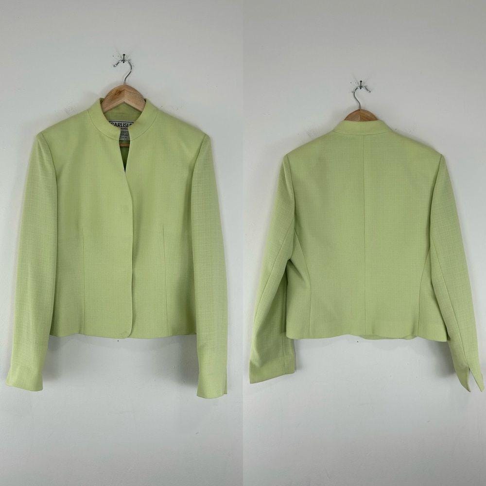 Vintage Carlisle Chartreuse Bright Green Pantsuit