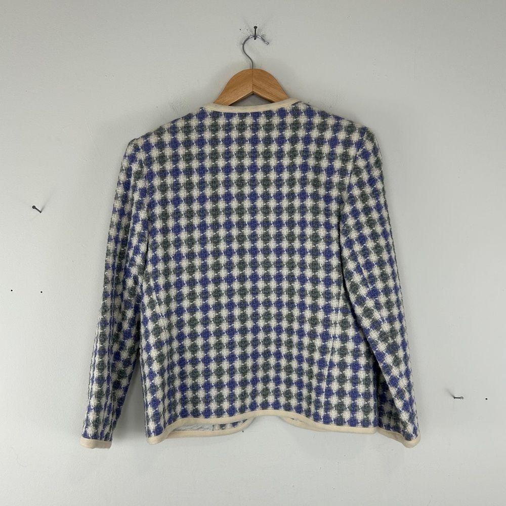 Vintage Koret Pastel Purple and Green Checkered Plaid Wool Blend Blazer