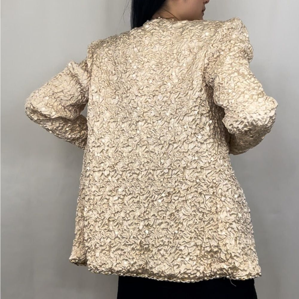 Vintage Farinea Collections Cream Blazer Jacket with Faux Pearl Detailing