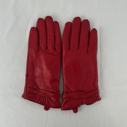 Vintage Red Lambskin Gloves with Faux Fur Lining