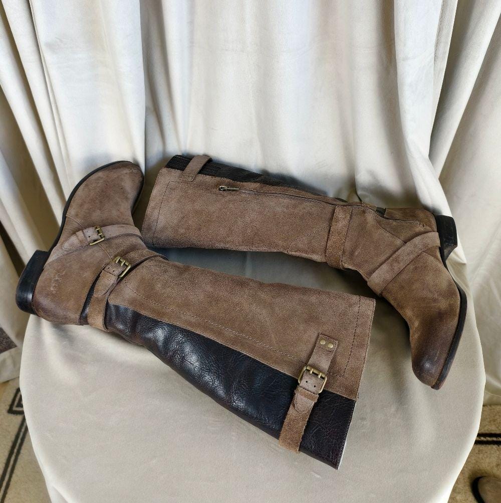 UGG Sydnee Shearling Brown Leather Knee-High Riding Boots