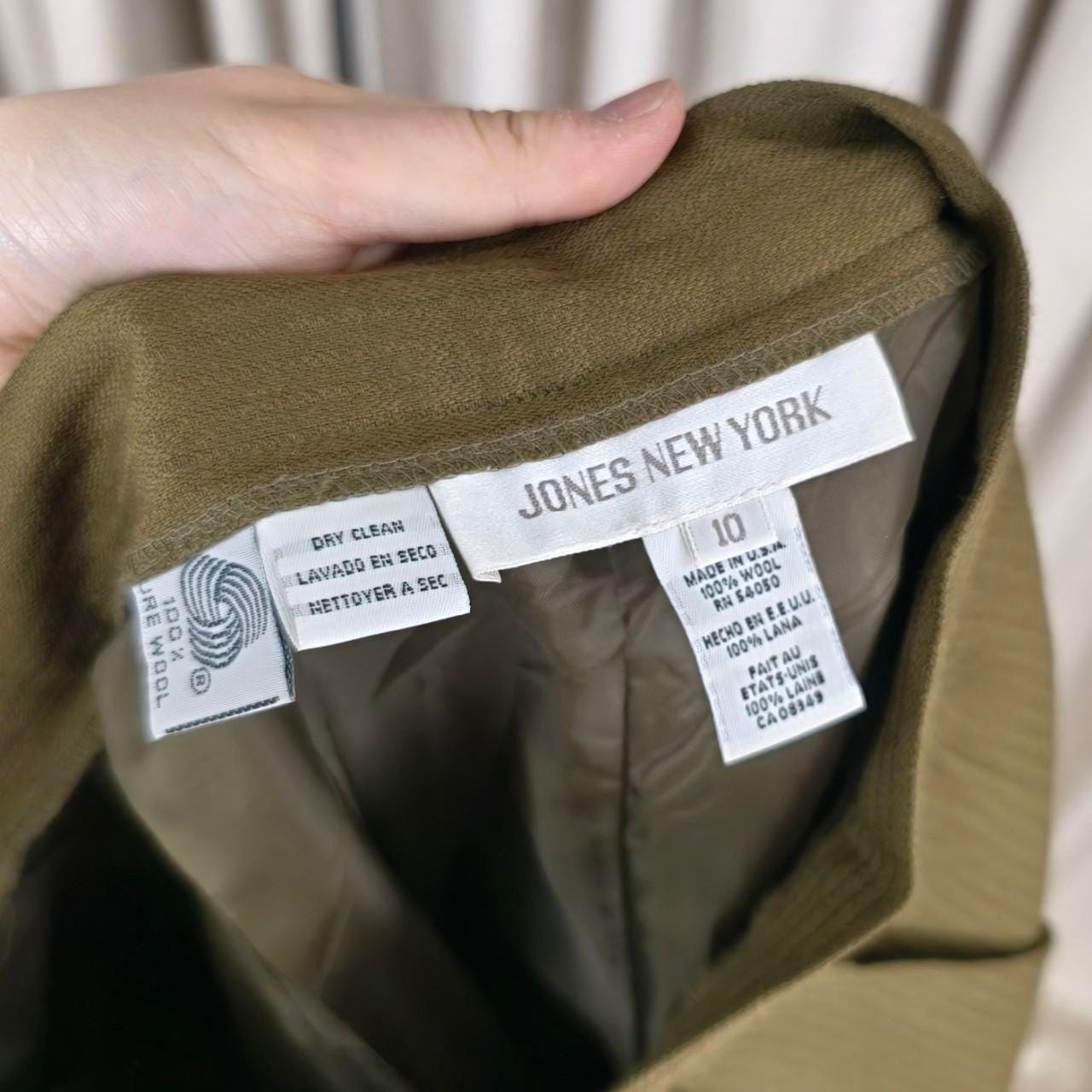 Vintage Jones New York Khaki and Green High-Waisted Wool Tailored Trousers