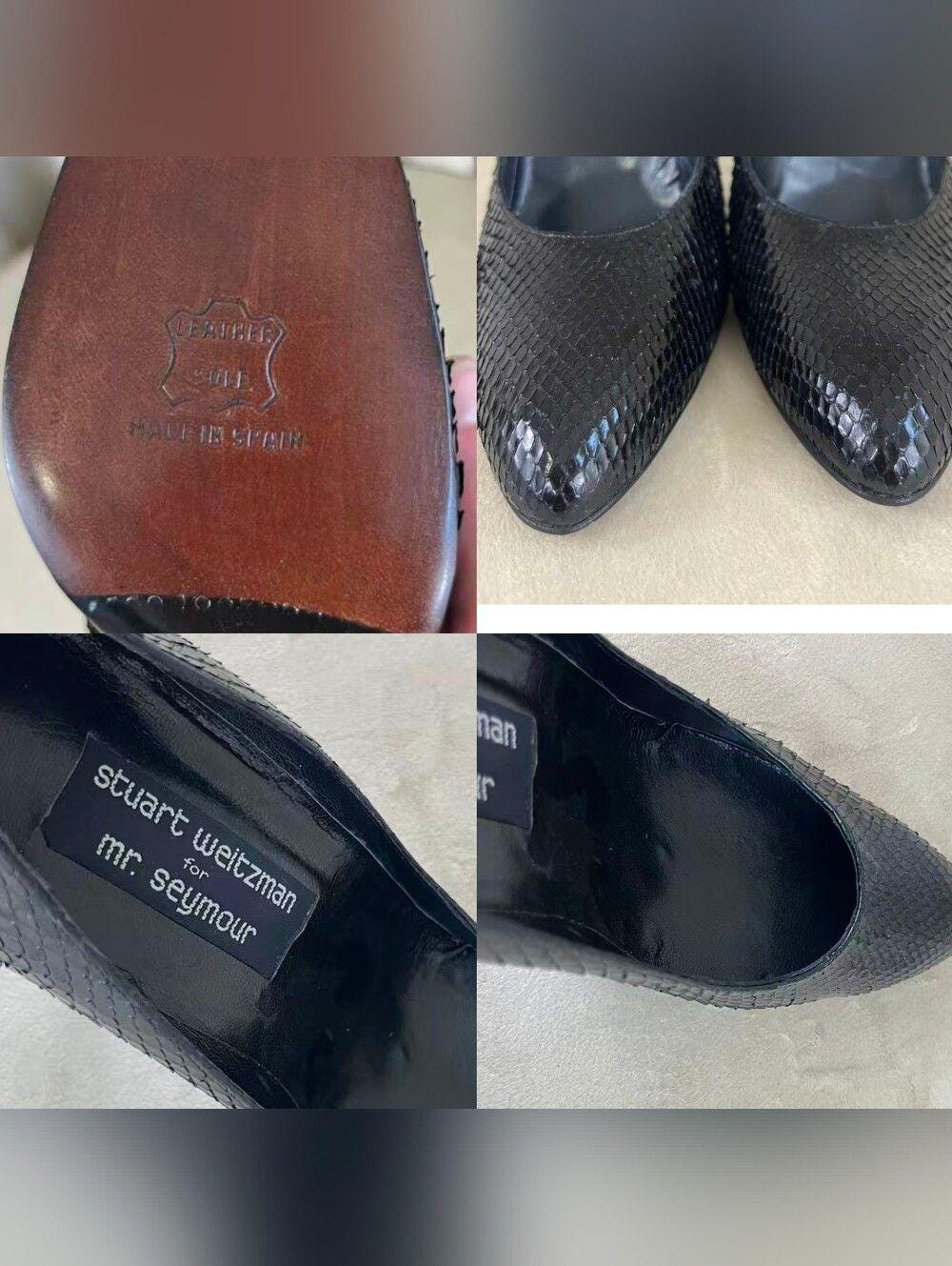 Vintage Unworn Stuart Weitzman Black Snakeskin Pointed-Toe Stiletto Pumps
