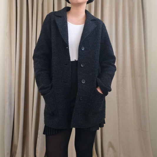 Eileen Fisher Charcoal Wool Cardigan Jacket Coat