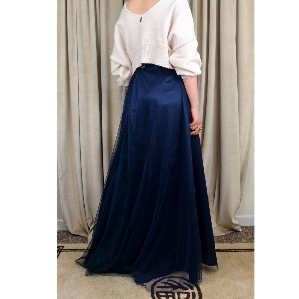 NWT MARINA Navy Blue Maxi Tulle Skirt