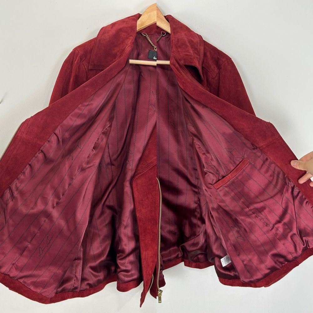 Vintage Dennis Basso Burgundy Red Suede Genuine Leather Jacket