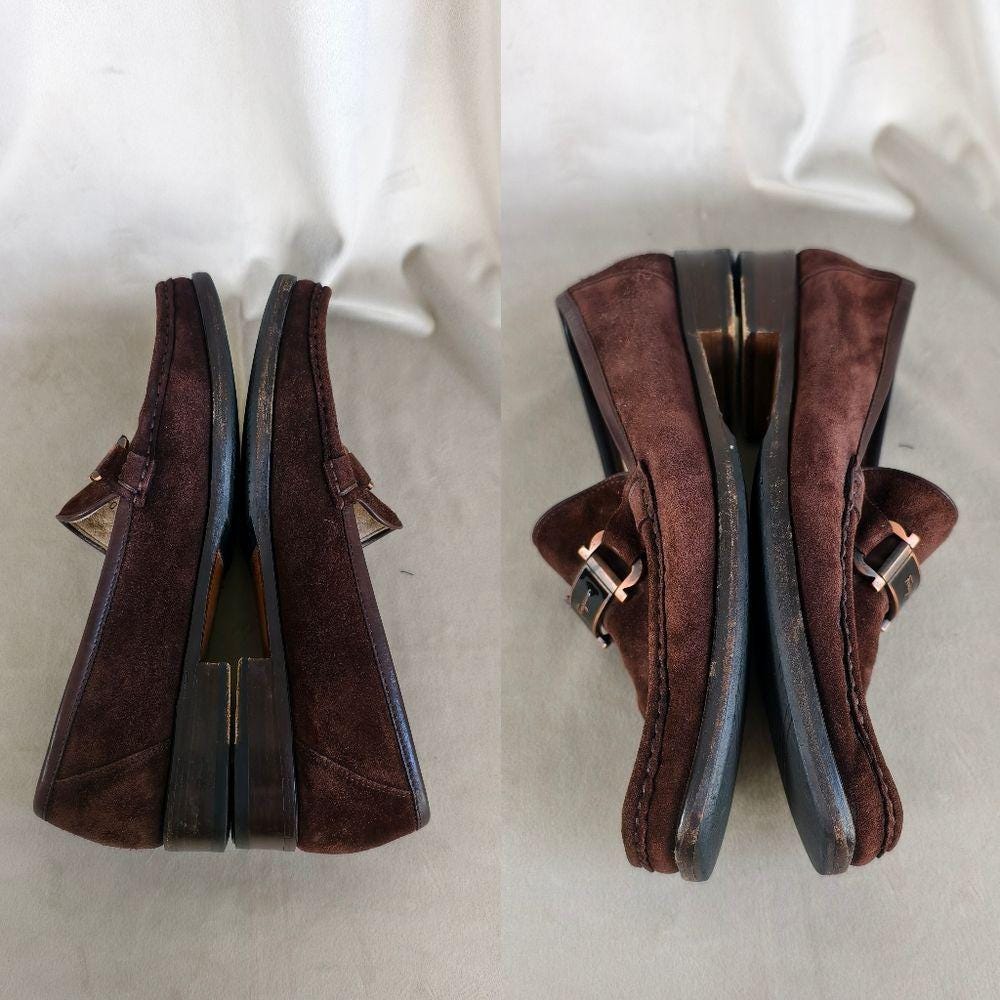 Vintage Salvatore Ferragamo Sport Brown Suede Loafers